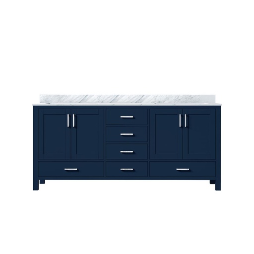 [LVJ72DE100] Jacques 72 in. W x 22 in. D Navy Blue Double Bath Vanity and Carrara Marble Top