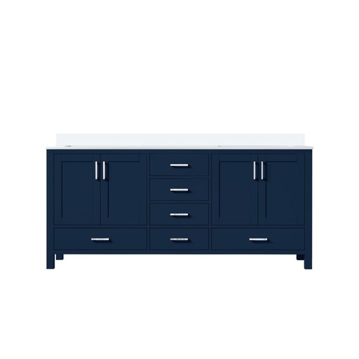 [LVJ72DE200] Jacques 72 in. W x 22 in. D Navy Blue Double Bath Vanity and White Quartz Top