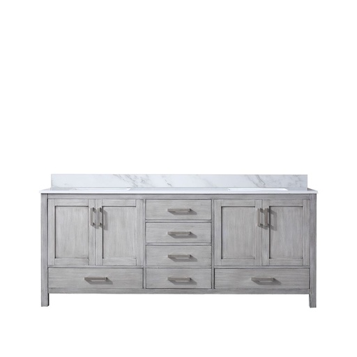 [LVJ80DD100] Jacques 80 in. W x 22 in. D Distressed Grey Double Bath Vanity and Carrara Marble Top