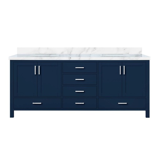 [LVJ80DE100] Jacques 80 in. W x 22 in. D Navy Blue Double Bath Vanity and Carrara Marble Top