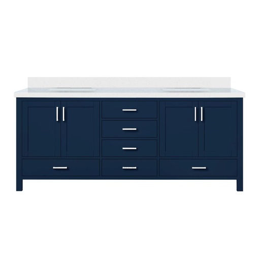[LVJ80DE200] Jacques 80 in. W x 22 in. D Navy Blue Double Bath Vanity and White Quartz Top