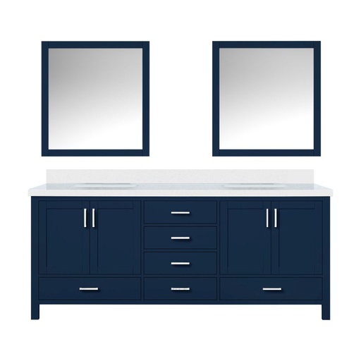 [LVJ80DE210] Jacques 80 in. W x 22 in. D Navy Blue Double Bath Vanity, White Quartz Top, and 30 in. Mirrors