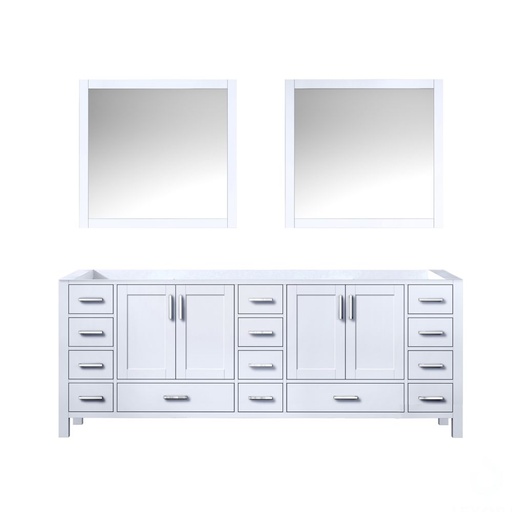 [LVJ84DA010] Jacques 84 in. W x 22 in. D White Double Bath Vanity and 34 in. Mirrors