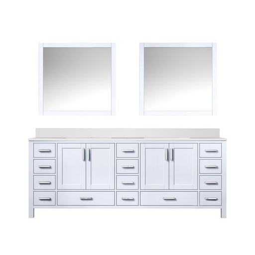 [LVJ84DA210] Jacques 84 in. W x 22 in. D White Double Bath Vanity, White Quartz Top, and 34 in. Mirrors