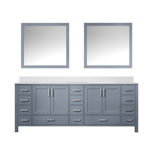 [LVJ84DB210] Jacques 84 in. W x 22 in. D Dark Grey Double Bath Vanity, White Quartz Top, and 34 in. Mirrors