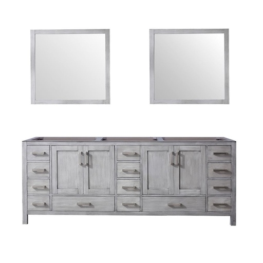 [LVJ84DD010] Jacques 84 in. W x 22 in. D Distressed Grey Double Bath Vanity and 34 in. Mirrors