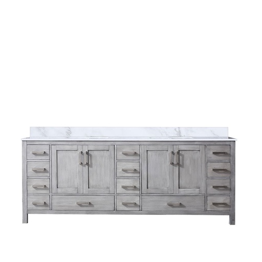 [LVJ84DD100] Jacques 84 in. W x 22 in. D Distressed Grey Double Bath Vanity and Carrara Marble Top