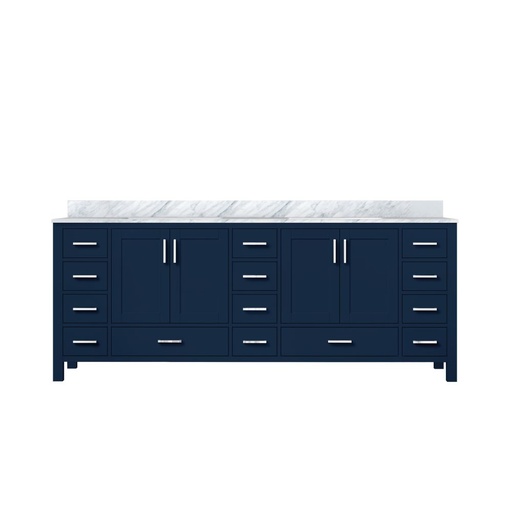 [LVJ84DE100] Jacques 84 in. W x 22 in. D Navy Blue Double Bath Vanity and Carrara Marble Top