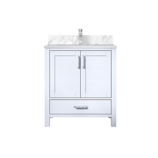 [LVJ30SA101] Jacques 30 in. W x 22 in. D White Bath Vanity, Carrara Marble Top, and Faucet Set