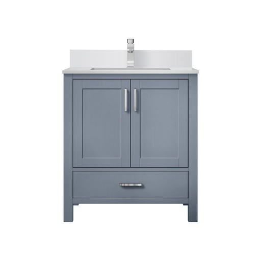 [LVJ30SB201] Jacques 30 in. W x 22 in. D Dark Grey Bath Vanity, White Quartz Top, and Faucet Set