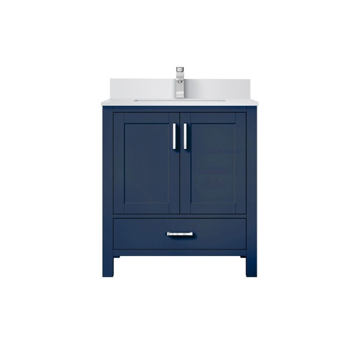 [LVJ30SE201] Jacques 30 in. W x 22 in. D Navy Blue Bath Vanity, White Quartz Top, and Faucet Set