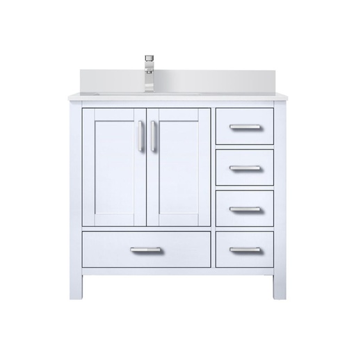 [LVJ36SA201L] Jacques 36 in. W x 22 in. D Left Offset White Bath Vanity, White Quartz Top, and Faucet Set