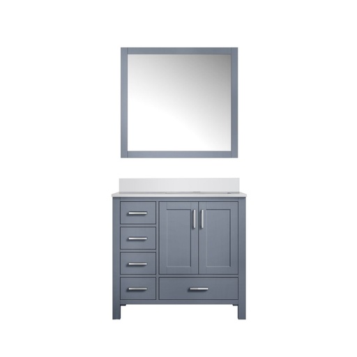 [LVJ36SB310R] Jacques 36 in. W x 22 in. D Right Offset Dark Grey Bath Vanity, Cultured Marble Top, and 34 in. Mirror