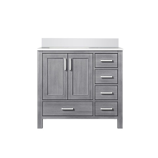 [LVJ36SD300L] Jacques 36 in. W x 22 in. D Left Offset Distressed Grey Bath Vanity and Cultured Marble Top