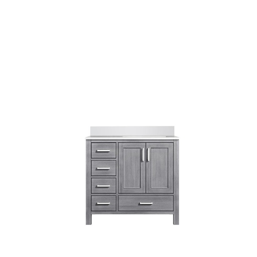 [LVJ36SD300R] Jacques 36 in. W x 22 in. D Right Offset Distressed Grey Bath Vanity and Cultured Marble Top