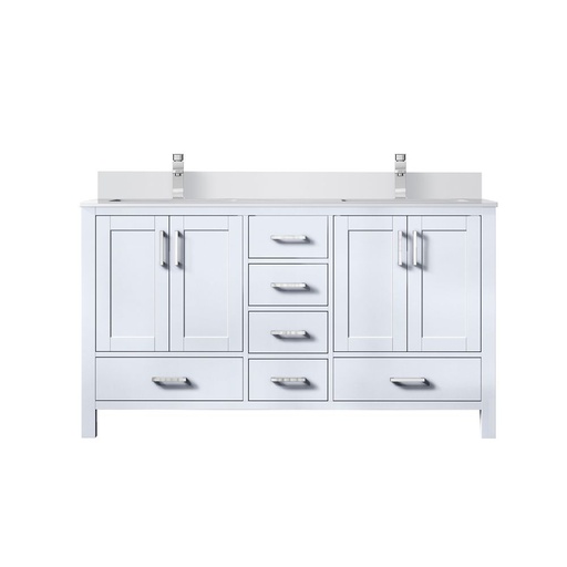 [LVJ60DA201] Jacques 60 in. W x 22 in. D White Double Bath Vanity, White Quartz Top, and Faucet Set