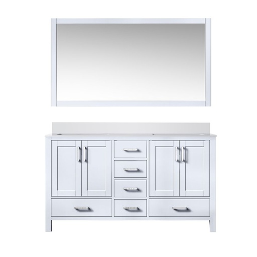 [LVJ60DA310] Jacques 60 in. W x 22 in. D White Bath Vanity, Cultured Marble Top, and 58 in. Mirror