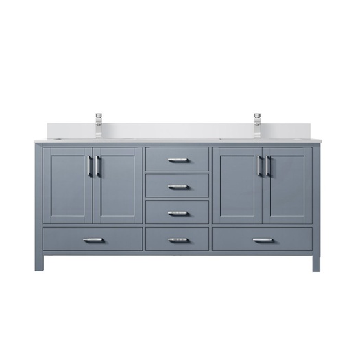 [LVJ60DB201] Jacques 60 in. W x 22 in. D Dark Grey Double Bath Vanity, White Quartz Top, and Faucet Set