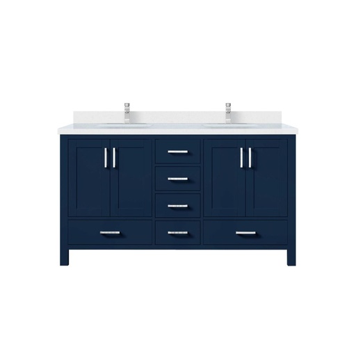 [LVJ60DE301] Jacques 60 in. W x 22 in. D Navy Blue Bath Vanity, Cultured Marble Top, and Faucet Set
