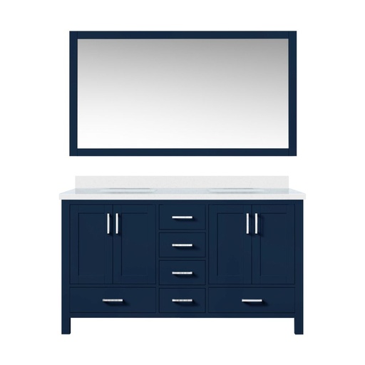 [LVJ60DE310] Jacques 60 in. W x 22 in. D Navy Blue Bath Vanity, Cultured Marble Top, and 58 in. Mirror