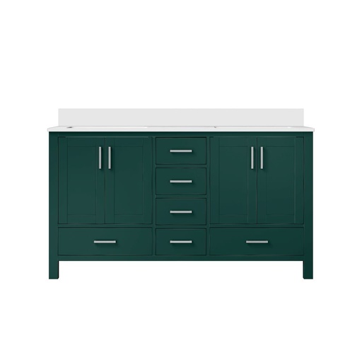 [LVJ60DG300] Jacques 60 in. W x 22 in. D Green Bath Vanity and Cultured Marble Top