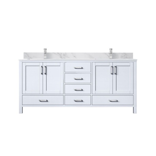[LVJ72DA101] Jacques 72 in. W x 22 in. D White Double Bath Vanity, Carrara Marble Top, and Faucet Set