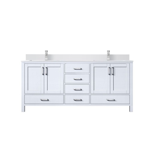 [LVJ72DA301] Jacques 72 in. W x 22 in. D White Bath Vanity, Cultured Marble Top, and Faucet Set