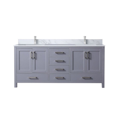 [LVJ72DB101] Jacques 72 in. W x 22 in. D Dark Grey Double Bath Vanity, Carrara Marble Top, and Faucet Set