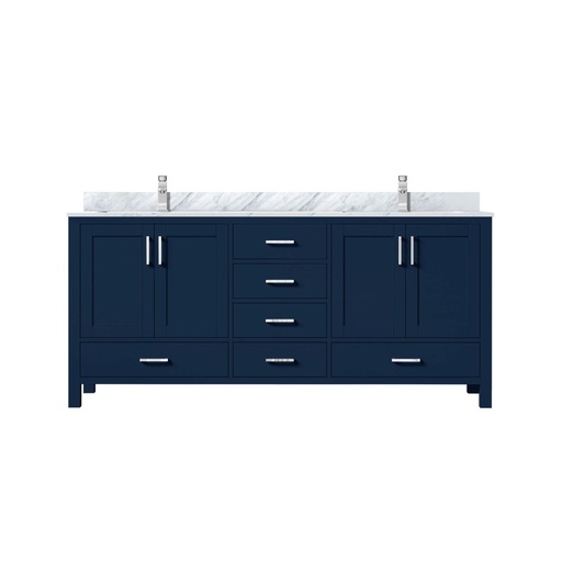 [LVJ72DE101] Jacques 72 in. W x 22 in. D Navy Blue Double Bath Vanity, Carrara Marble Top, and Faucet Set