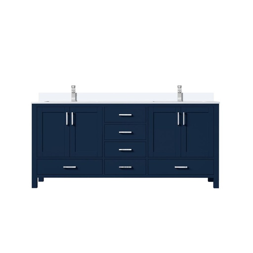 [LVJ72DE201] Jacques 72 in. W x 22 in. D Navy Blue Double Bath Vanity, White Quartz Top, and Faucet Set