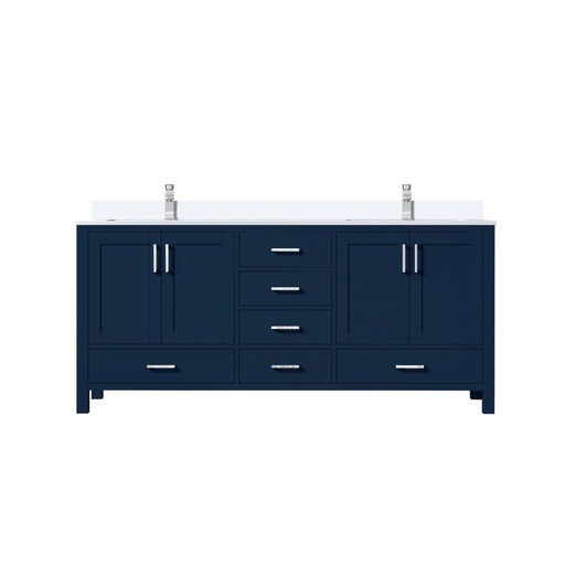 [LVJ72DE301] Jacques 72 in. W x 22 in. D Navy Blue Bath Vanity, Cultured Marble Top, and Faucet Set