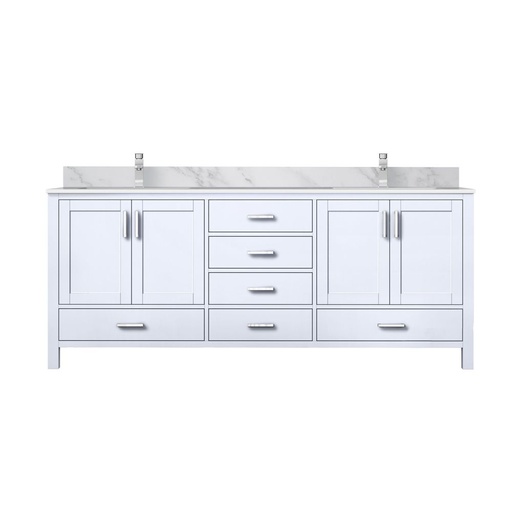 [LVJ80DA101] Jacques 80 in. W x 22 in. D White Double Bath Vanity, Carrara Marble Top, and Faucet Set