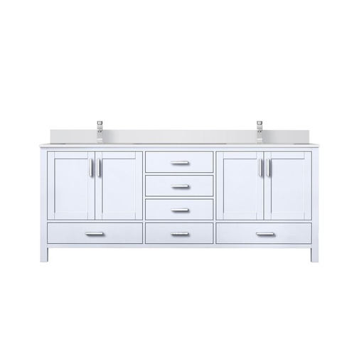 [LVJ80DA201] Jacques 80 in. W x 22 in. D White Double Bath Vanity, White Quartz Top, and Faucet Set