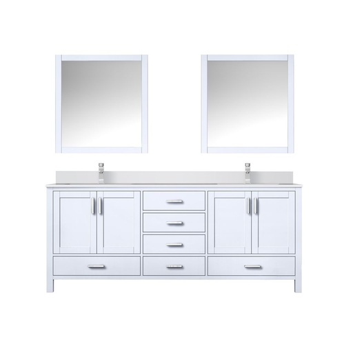 [LVJ80DA311] Jacques 80 in. W x 22 in. D White Bath Vanity, Cultured Marble Top, Faucet Set, and 30 in. Mirror