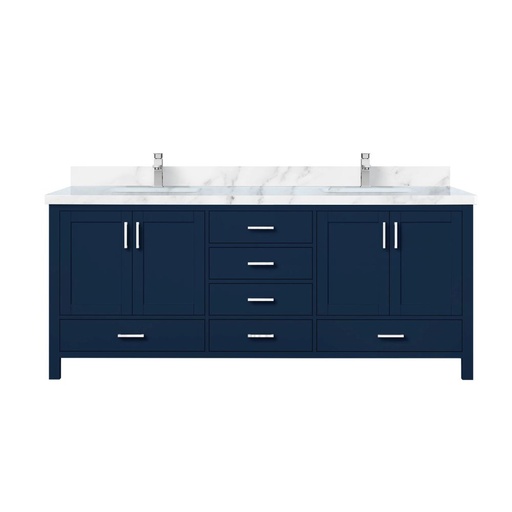 [LVJ80DE101] Jacques 80 in. W x 22 in. D Navy Blue Double Bath Vanity, Carrara Marble Top, and Faucet Set