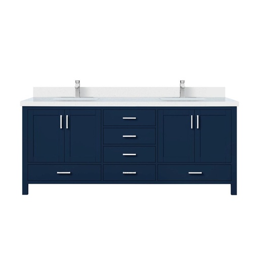 [LVJ80DE301] Jacques 80 in. W x 22 in. D Navy Blue Bath Vanity, Cultured Marble Top, and Faucet Set
