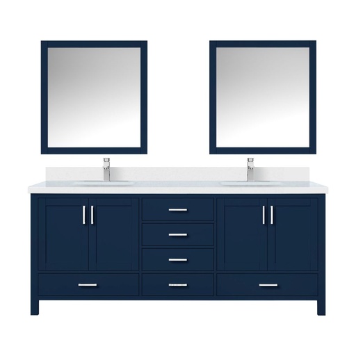 [LVJ80DE311] Jacques 80 in. W x 22 in. D Navy Blue Bath Vanity, Cultured Marble Top, Faucet Set, and 30 in. Mirror