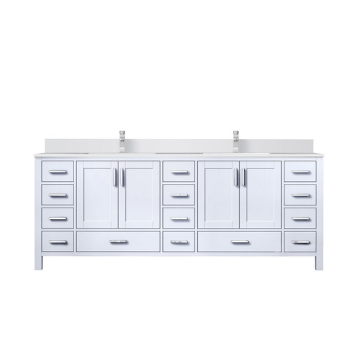 [LVJ84DA201] Jacques 84 in. W x 22 in. D White Double Bath Vanity, White Quartz Top, and Faucet Set