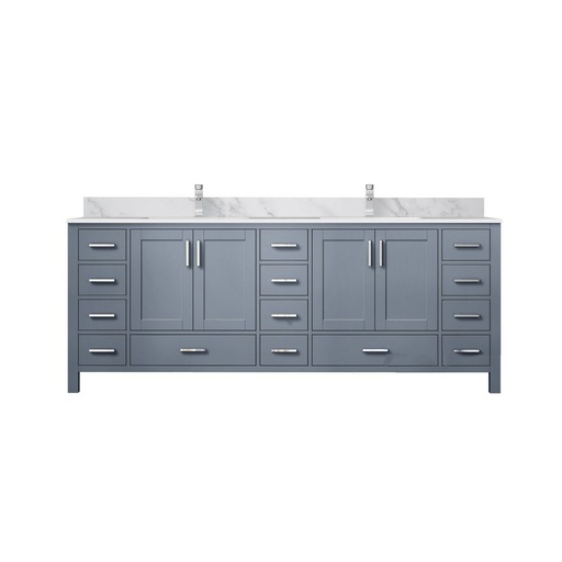 [LVJ84DB101] Jacques 84 in. W x 22 in. D Dark Grey Double Bath Vanity, Carrara Marble Top, and Faucet Set
