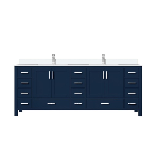 [LVJ84DE201] Jacques 84 in. W x 22 in. D Navy Blue Double Bath Vanity, White Quartz Top, and Faucet Set