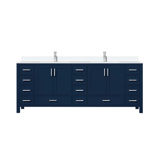 [LVJ84DE301] Jacques 84 in. W x 22 in. D Navy Blue Bath Vanity, Cultured Marble Top, and Faucet Set