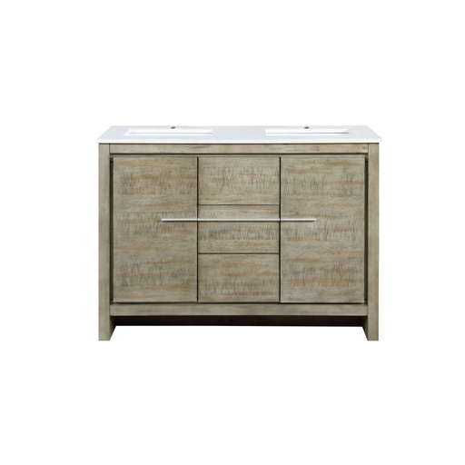 [LVLF48DRA200] Lafarre 48 in W x 20 in. D Rustic Acacia Double Bath Vanity and White Quartz Top