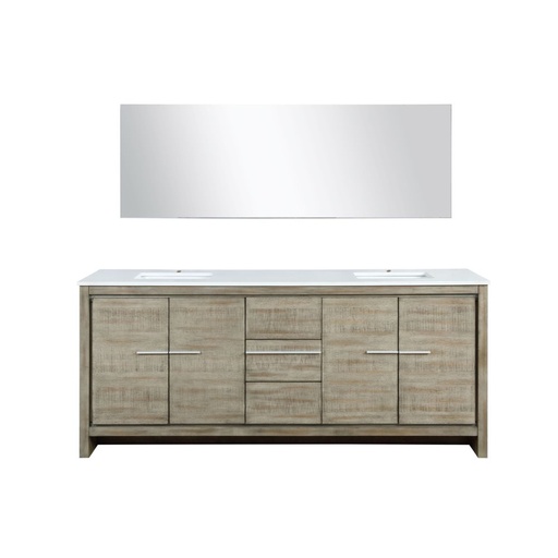 [LVLF80DRA210] Lafarre 80 in W x 20 in. D Rustic Acacia Double Bath Vanity, White Quartz Top and 70 in Mirror