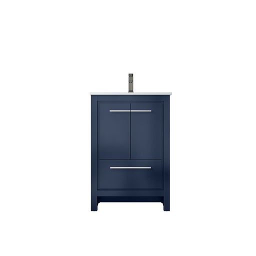 [LVLF24SNB303] Lafarre 24 in W x 20 in. D Navy Blue Bath Vanity, Cultured Marble Top and Gun Metal Faucet Set