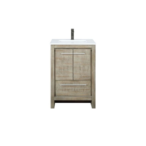 [LVLF24SRA303] Lafarre 24 in W x 20 in. D Rustic Acacia Bath Vanity, Cultured Marble Top and Gun Metal Faucet Set