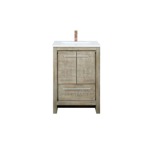 [LVLF24SRA304] Lafarre 24 in W x 20 in. D Rustic Acacia Bath Vanity, Cultured Marble Top and Rose Gold Faucet Set