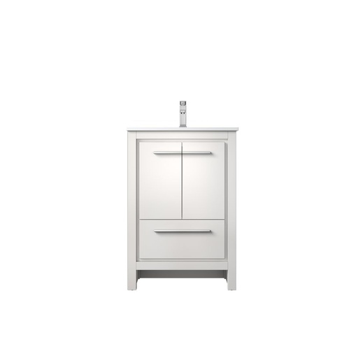 [LVLF24SW301] Lafarre 24 in W x 20 in. D White Bath Vanity, Cultured Marble Top and Chrome Faucet Set