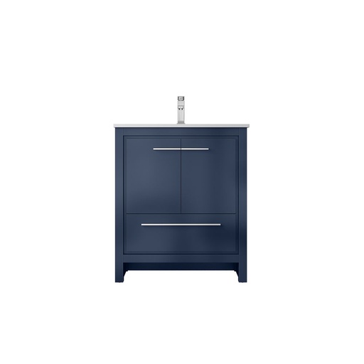 [LVLF30SNB301] Lafarre 30 in W x 20 in. D Navy Blue Bath Vanity, Cultured Marble Top and Chrome Faucet Set