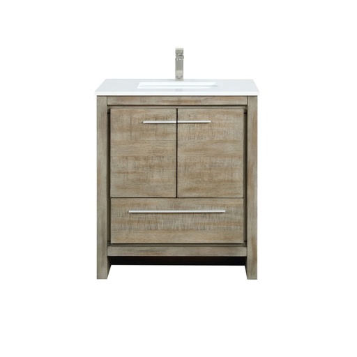 [LVLF30SRA302] Lafarre 30 in W x 20 in. D Rustic Acacia Bath Vanity, Cultured Marble Top and Brushed Nickel Faucet Set