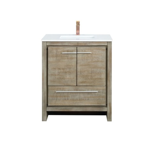 [LVLF30SRA304] Lafarre 30 in W x 20 in. D Rustic Acacia Bath Vanity, Cultured Marble Top and Rose Gold Faucet Set